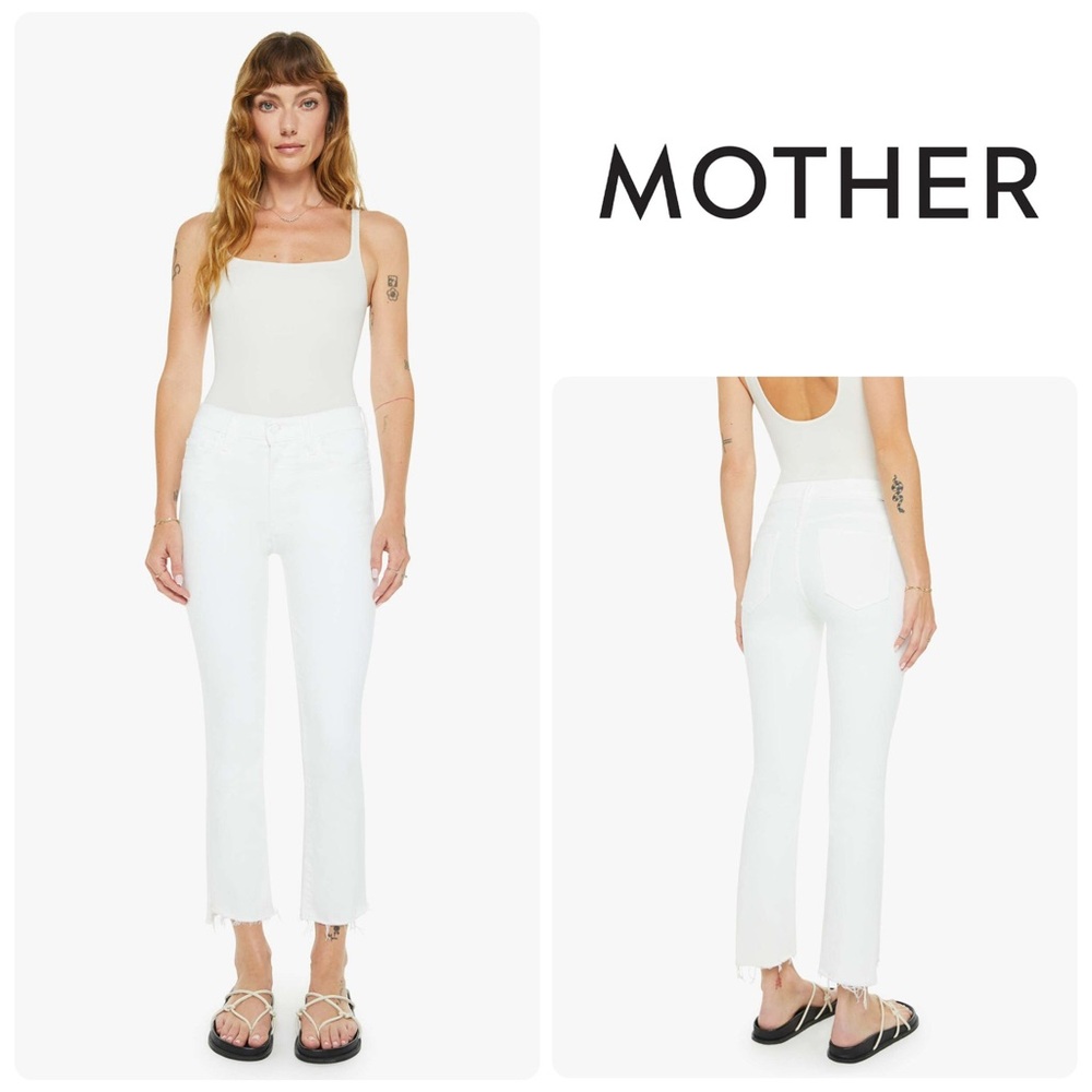 MOTHER The Insider Crop Step Fray in Fairest of them all (White)